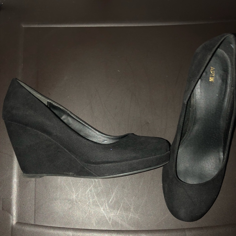 Black Suede Wedges